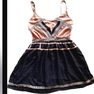 Navy blue, blush pink, and gray babydoll sun dress
